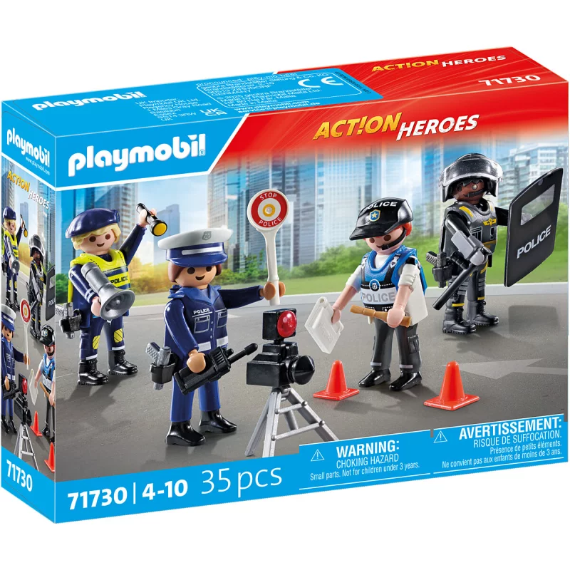 Image : Playmobil Action Heroes 71730 Set métiers de la police 4 policiers