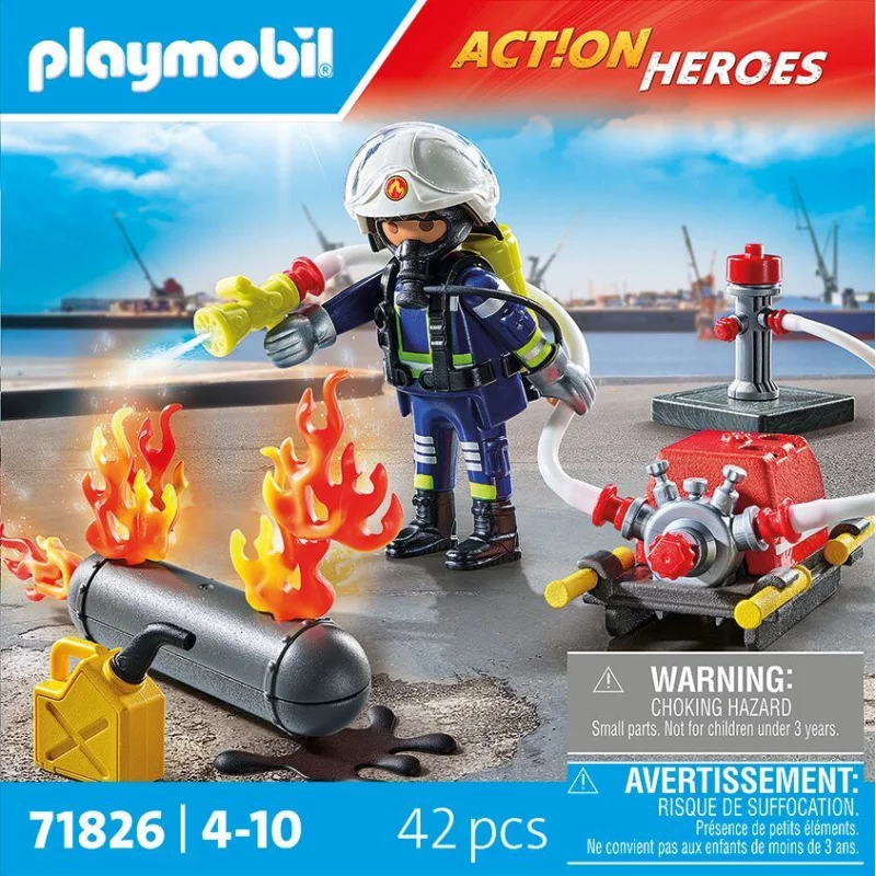 Image : Playmobil 71826 Pompier pompe à eau & réservoir enflammé