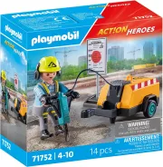 Playmobil Action Heroes 71752 Ouvrier marteau-piqueur et signalisation