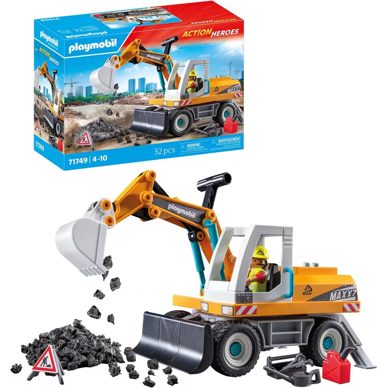 Image : Playmobil Action Heroes 71749 Pelleteuse mécanique et ouvrier