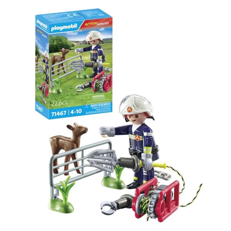 Image : Playmobil Action Heroes 71467 Pompier avec faon à sauver