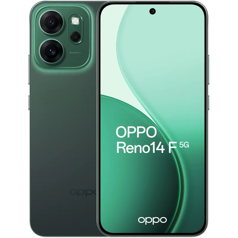 Image : OPPO Reno 14 F 256Go Vert Lumineux 5G Smartphone