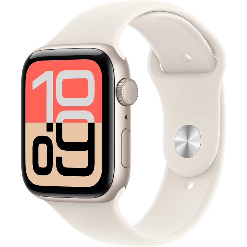 Image : Apple Watch SE 3 GPS + Cellular 44mm Lumiere Stellaire avec Bracelet Sport S/M - MEPE4ZR/A