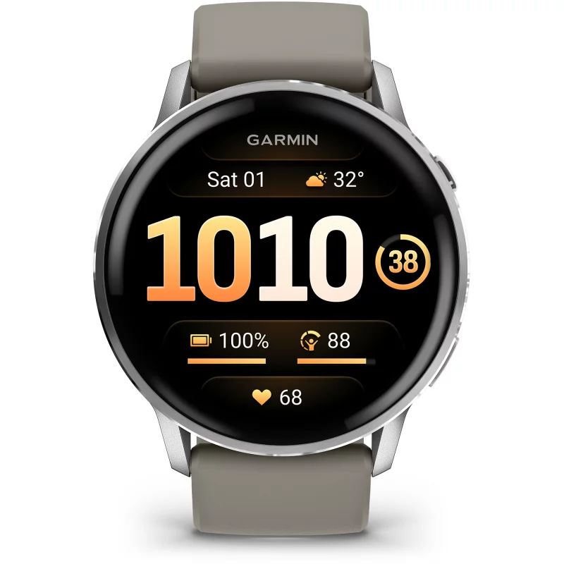 Image : GARMIN Venu 4 Noir/Silver Silicone Gris 45mm