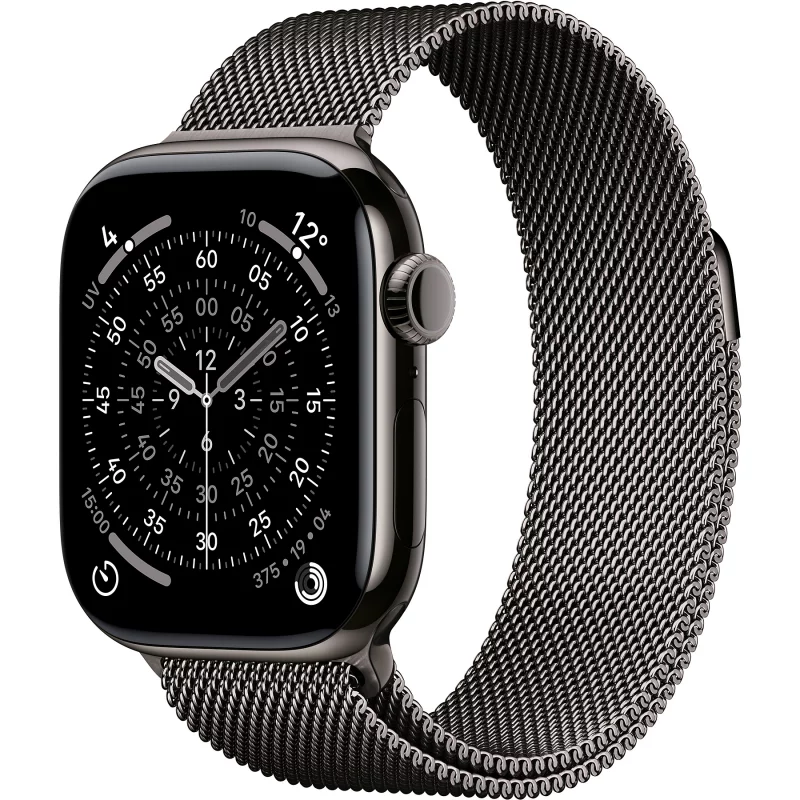 Image : Apple Watch Series 11 GPS + Cellular 42mm Titane Ardoise / Milanais Noir - MF8U4ZR/A