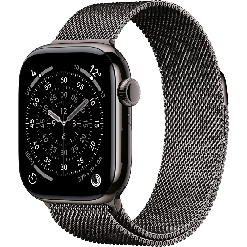 Image : Apple Watch Series 11 GPS + Cellular 46mm Titane Ardoise / Milanais Noir M/L - MFD44ZR/A