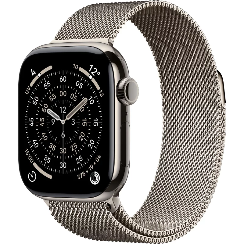 Image : Apple Watch Series 11 GPS + Cellular 42mm Titane Naturel / Milanais Naturel - MF8P4ZR/A