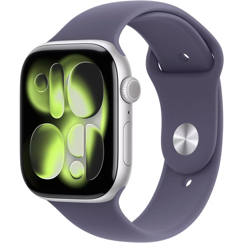 Image : Apple Watch Series 11 GPS 46mm Aluminium Argent / Brume Violette - M/L - MEVA4ZR/A