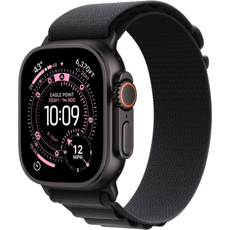 Image : Apple Watch Ultra 3 GPS + Cellular 49mm Titane Noir / Alpine noir Large - MF0X4QF/A