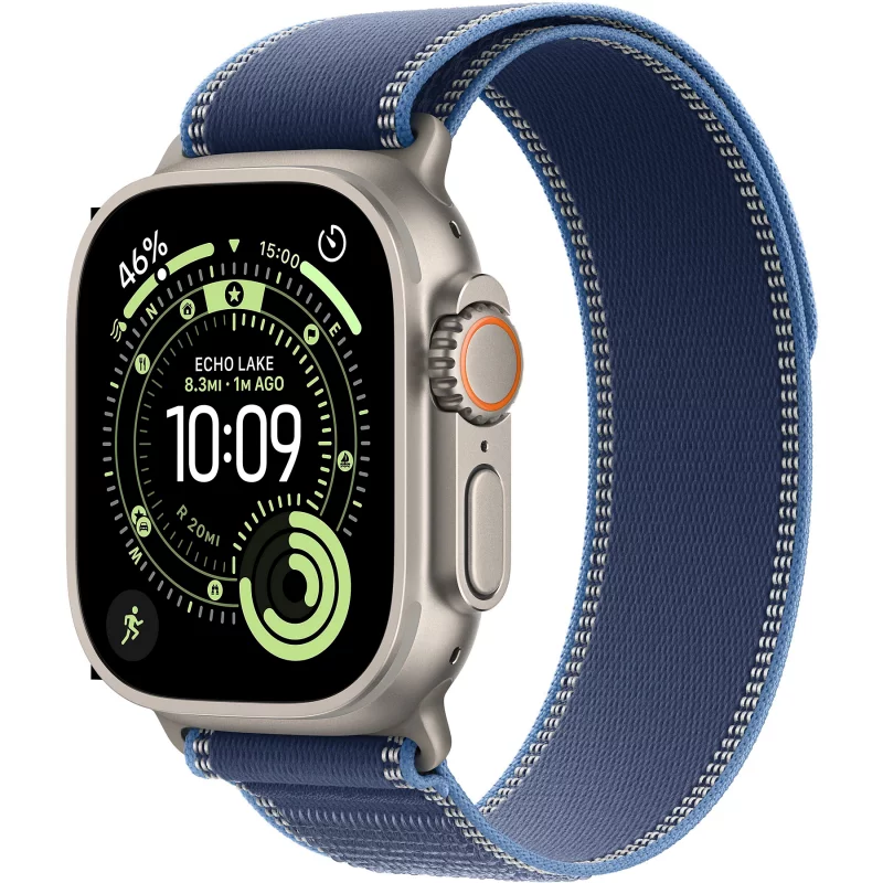 Image : Apple Watch Ultra 3 GPS + Cellular 49mm Titane Naturel / bleu/bleu vif M/L - MEWU4QF/A