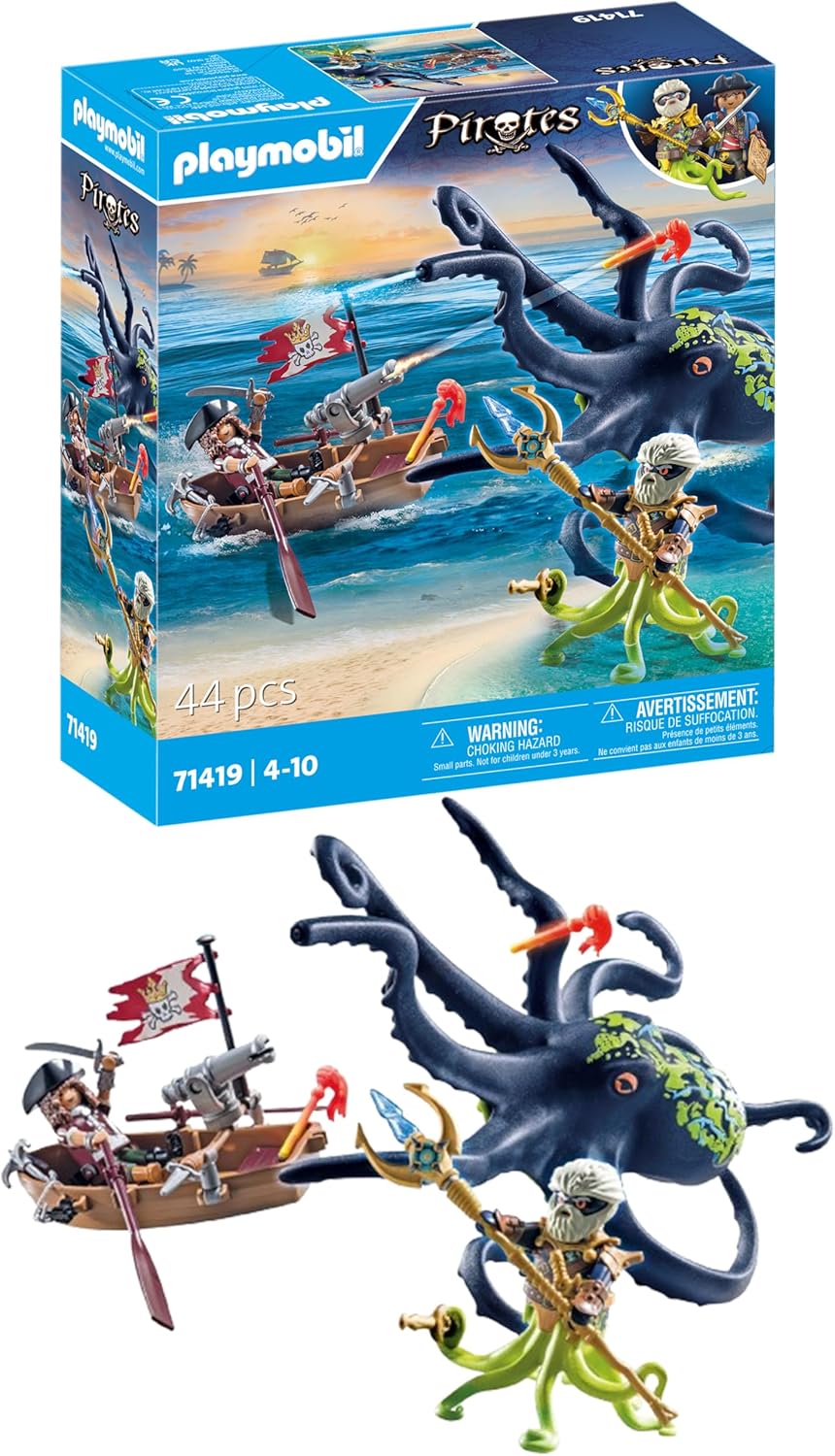Image : PLAYMOBIL 71419 Pirate avec pieuvre géante Les Pirates