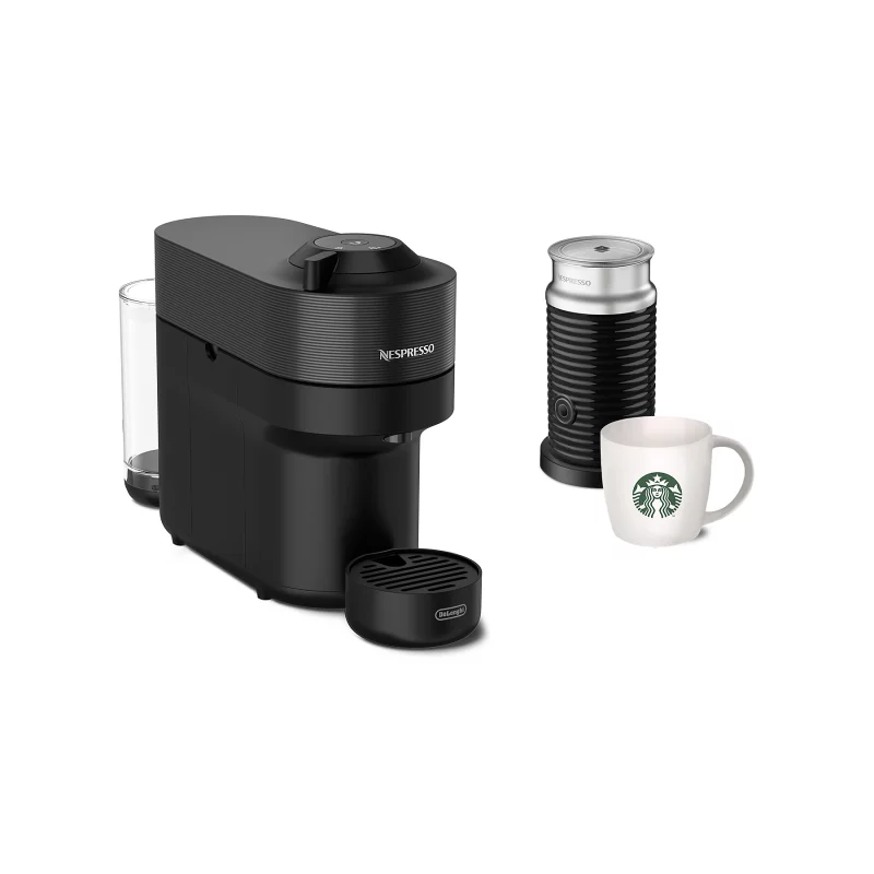 Image : DELONGHI Vertuo Pop Noir + mousseur de lait + 1 Mug Starbucks offert ENV90.BAE. Nespresso