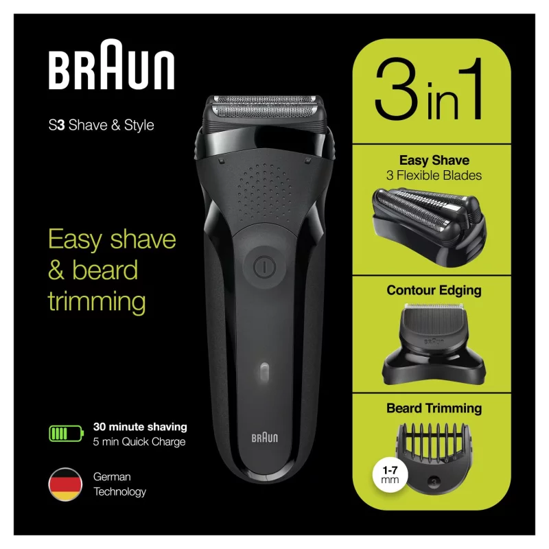 Image : BRAUN 300BT Rasoir électrique Series 3 Shave&Style