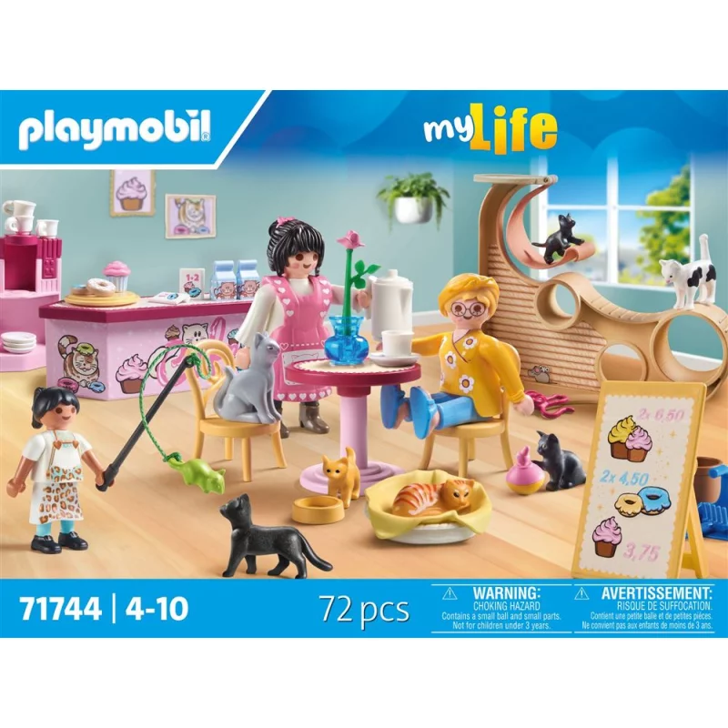 Image : Playmobil My Life 71744 Bar à chats avec 6 chats et personnages