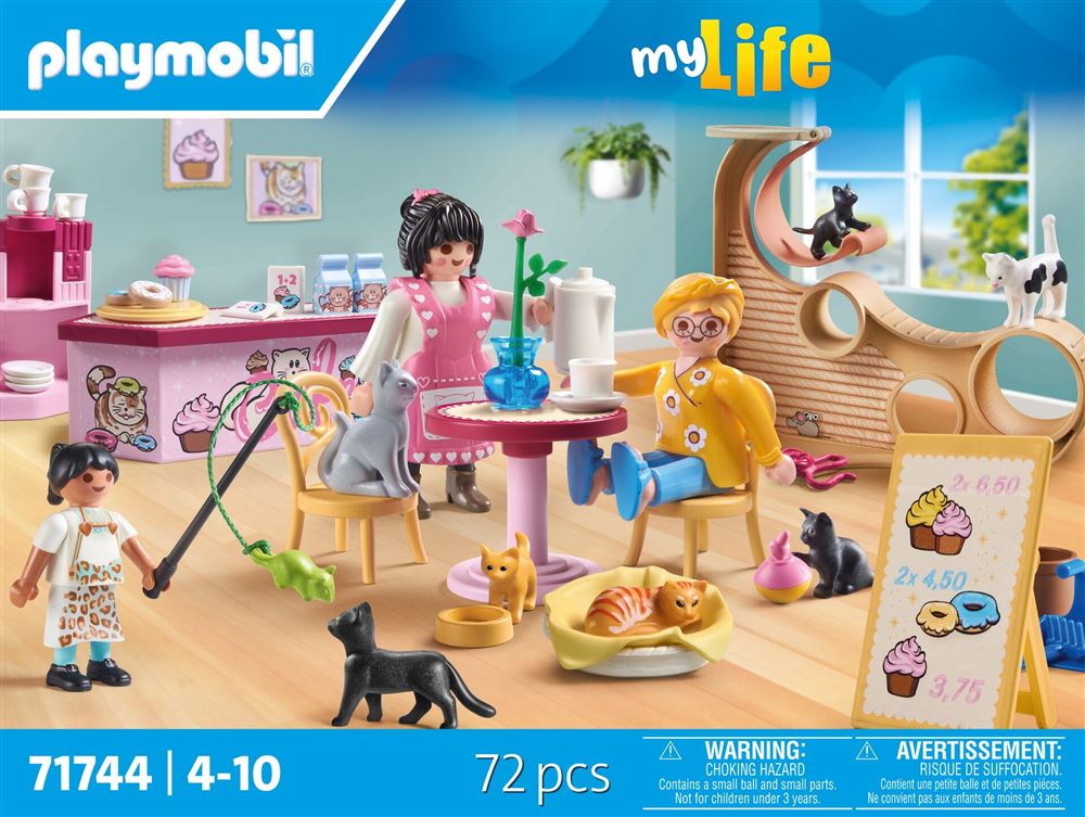Image : Playmobil My Life 71744 Bar à chats avec 6 chats et personnages