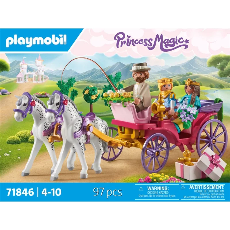 Image : Playmobil Princess Magic 71846 Calèche avec couple princier et cocher