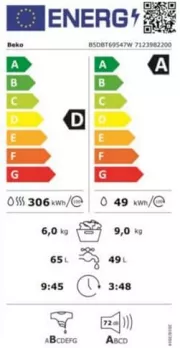 Image : BEKO B5DBT69547W - Lave-linge séchant