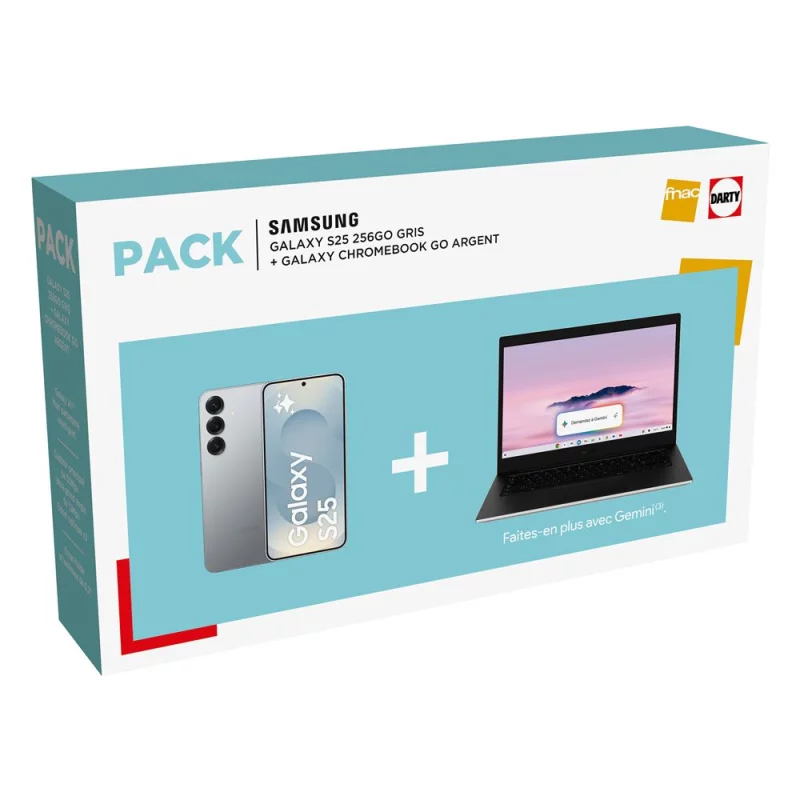 Image : SAMSUNG Galaxy S25 256Go Gris + Chromebook Go Argent