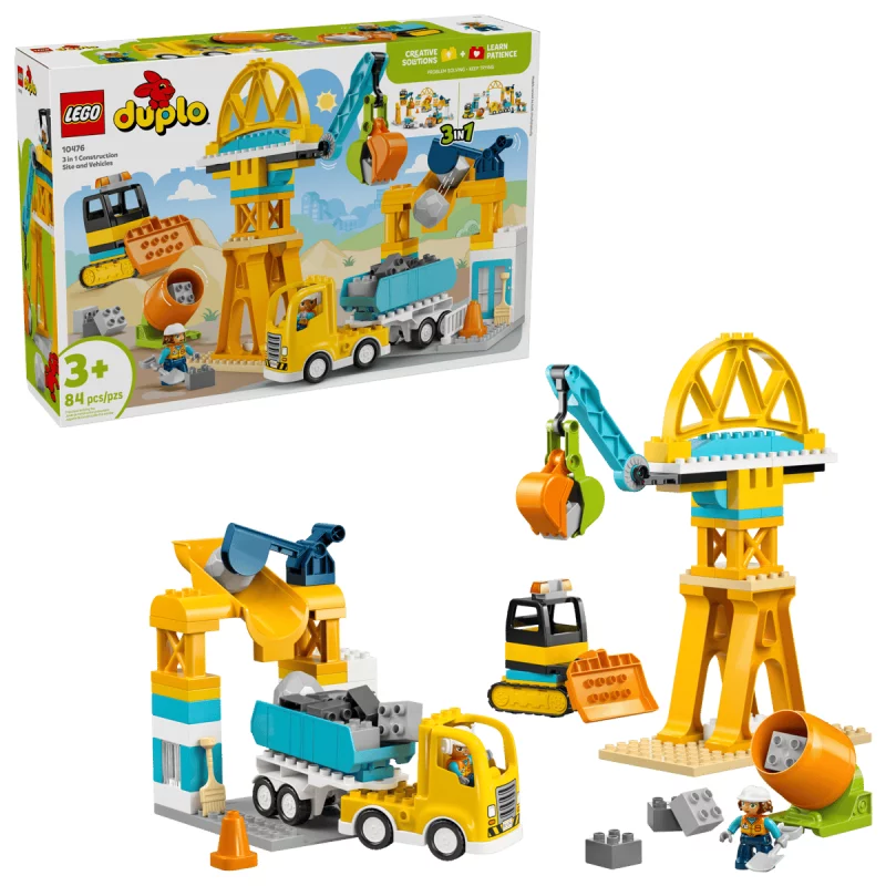 Image : LEGO DUPLO Town 10476 Le chantier et les véhicules de construction 3-en-1