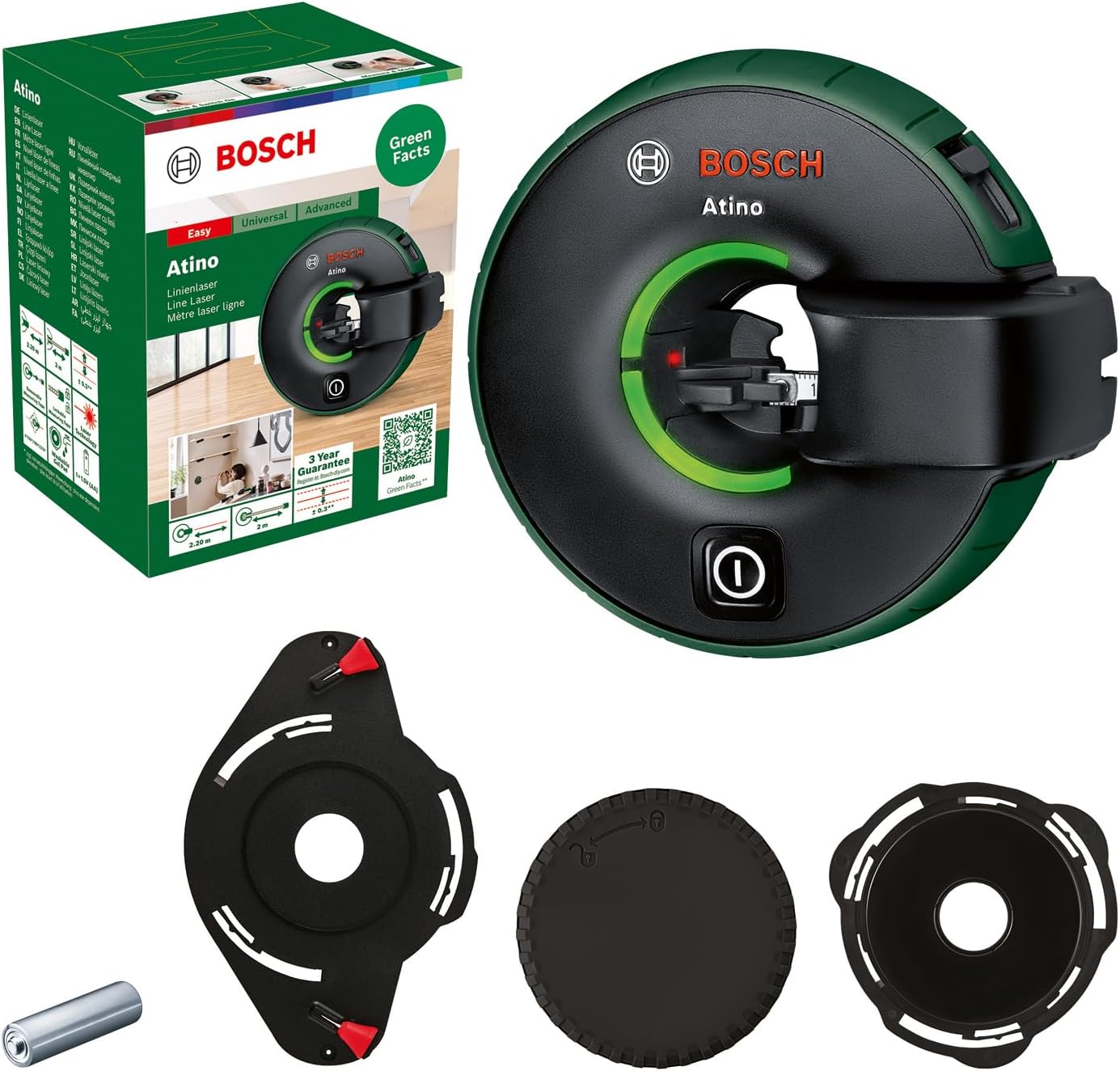 Image : Bosch Atino ligne 2.2 m + ruban 2 m - Mètre laser ligne 0603663A03