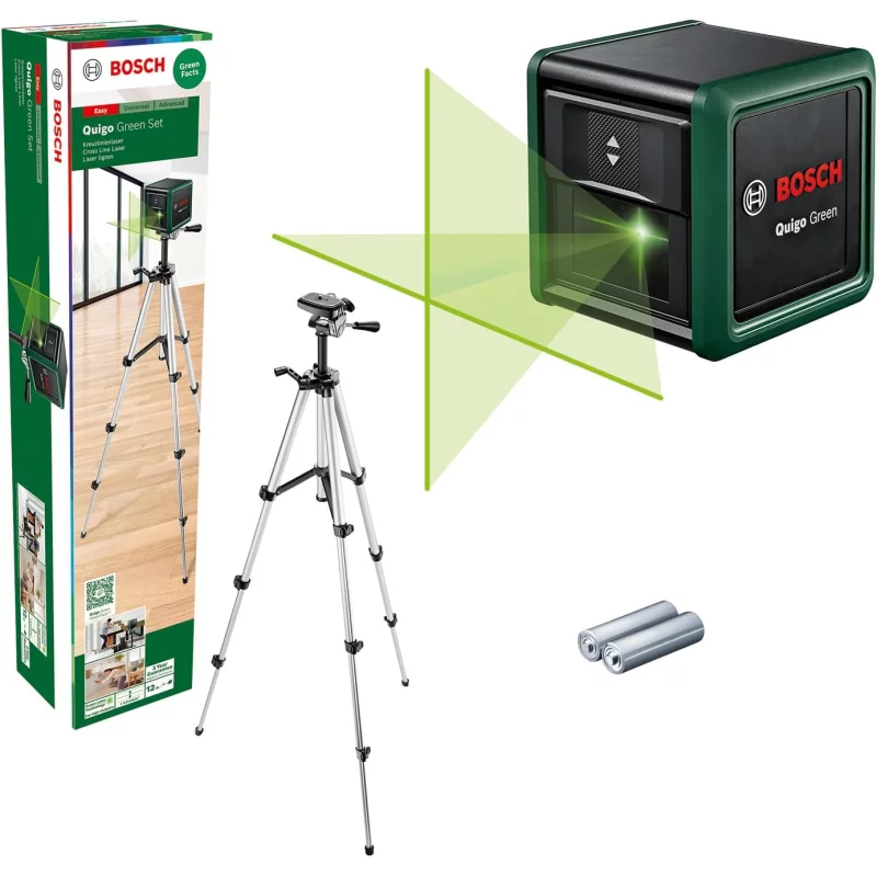 Image : BOSCH Quigo Green avec trépied - Niveau laser à lignes vertes 0603663C04