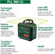 Image : BOSCH PLL 360 1G - Niveau laser à lignes vertes - 0603663M01