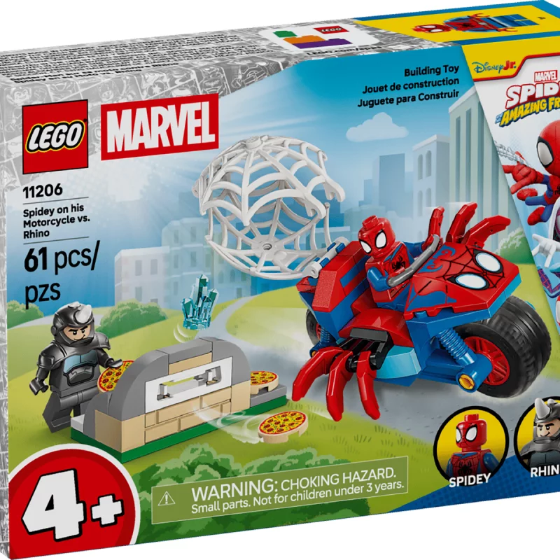 Image : LEGO 11206 Spidey sur sa moto contre Rhino
