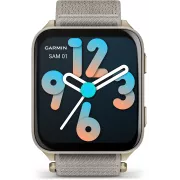 Garmin Venu X1 46 mm Bluetooth Titane Soft Gold avec bracelet nylon ComfortFit Lin - Montre connectée