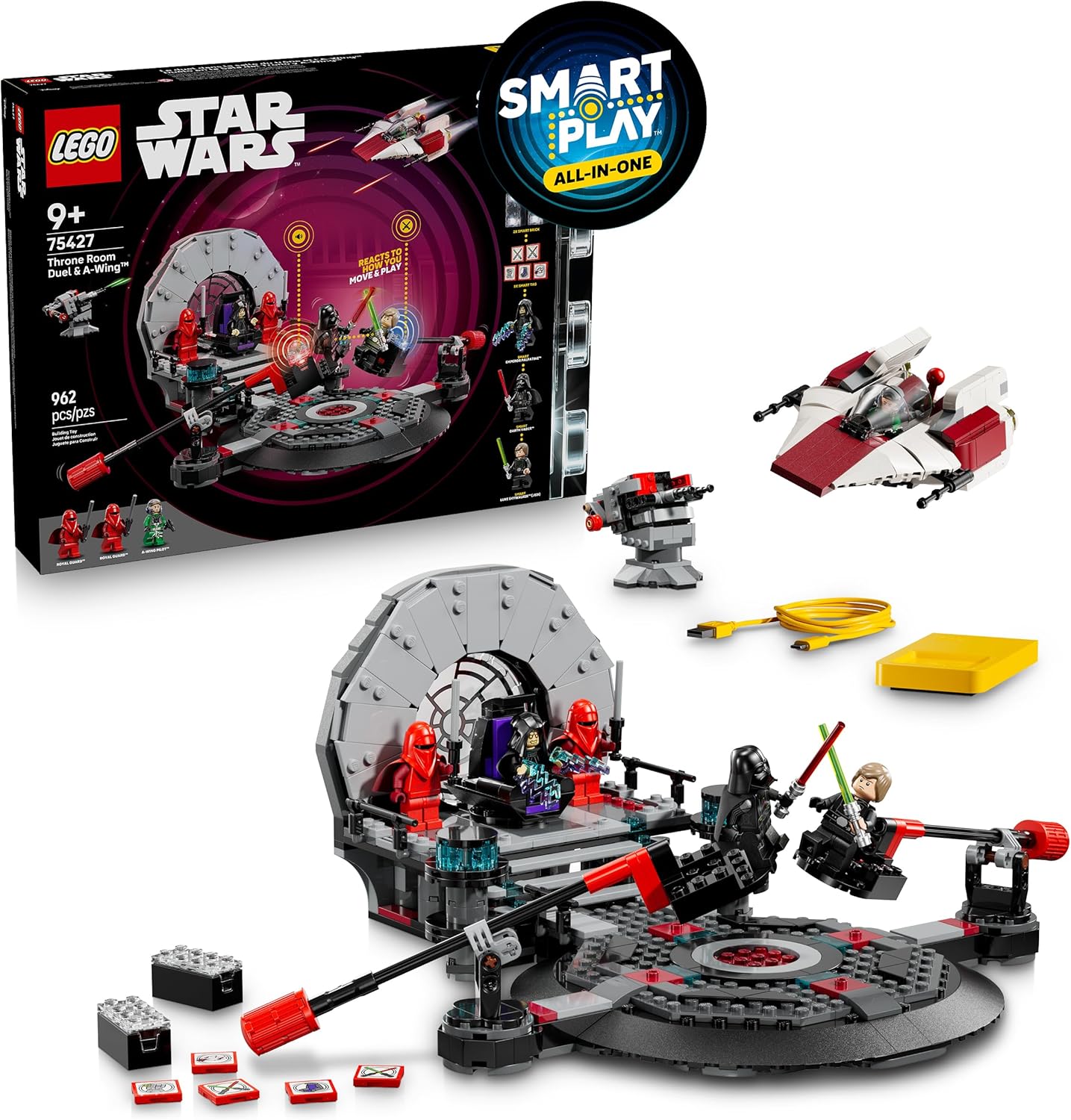 Image : LEGO 75427 SMART Play: duel dans la salle du trône et chasseur A-Wing - Star Wars