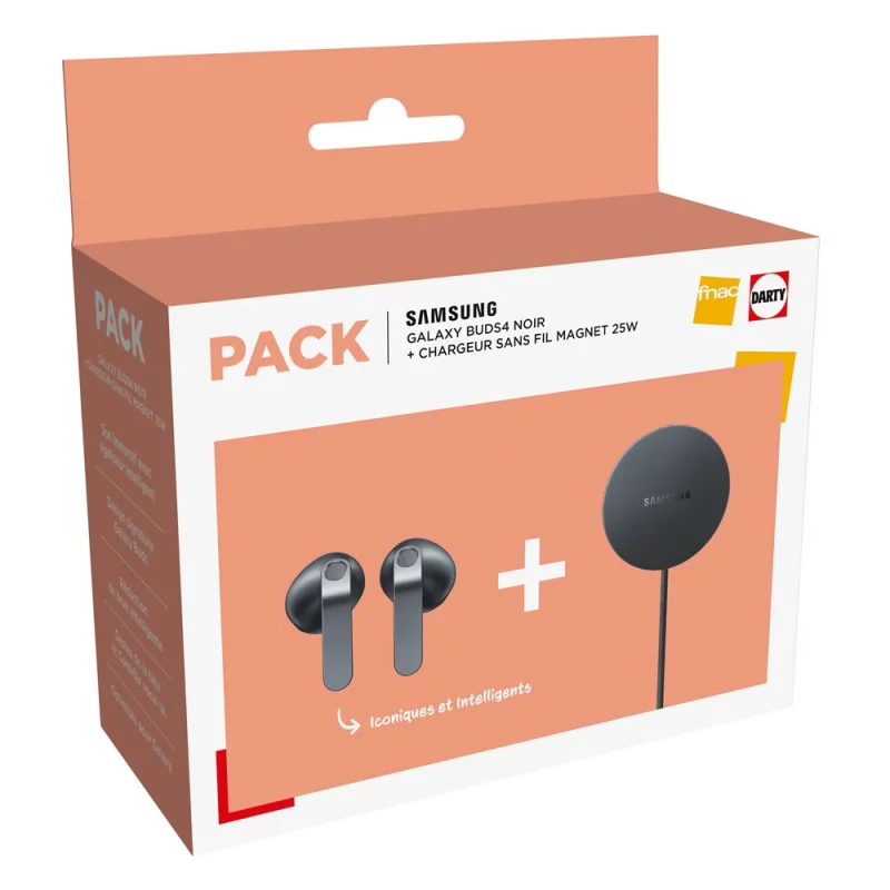 Image : Pack Samsung Buds4 Noir + Pad à induction magnétique 25 W