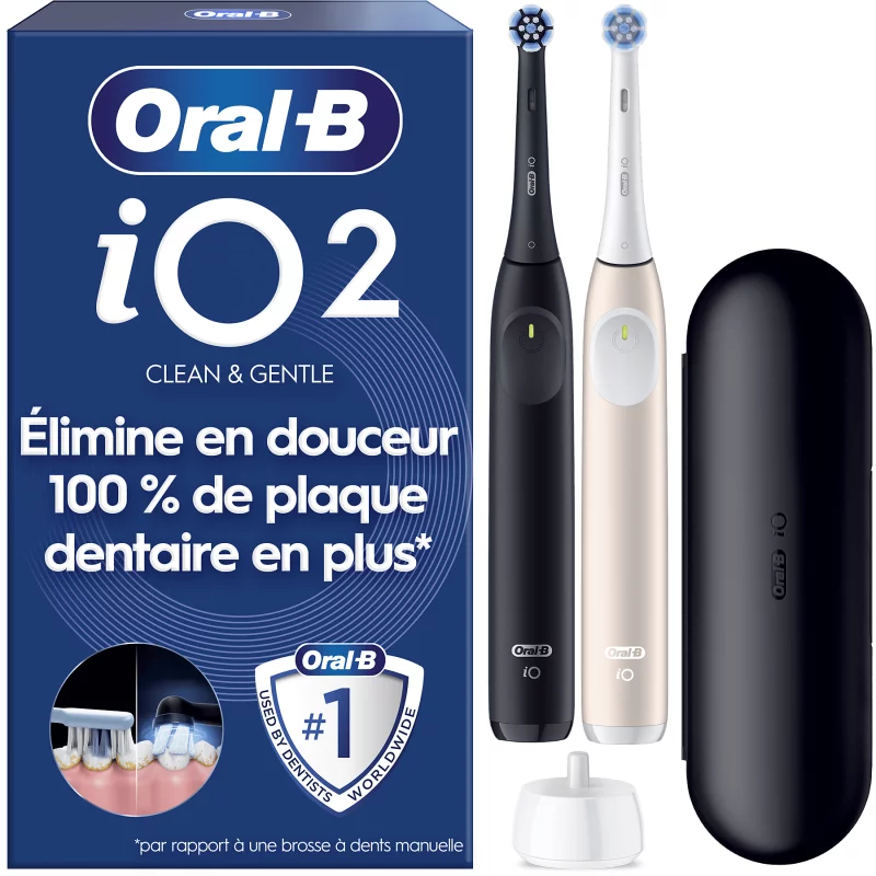 Image : ORAL-B iO2 Duo Noir et Rose - Brosse à dents électrique
