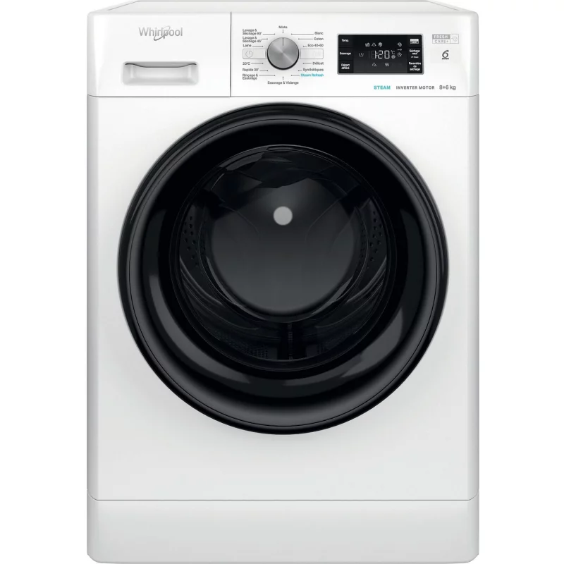 Image : WHIRLPOOL FFWDB864489BVFR - Lave linge séchant hublot
