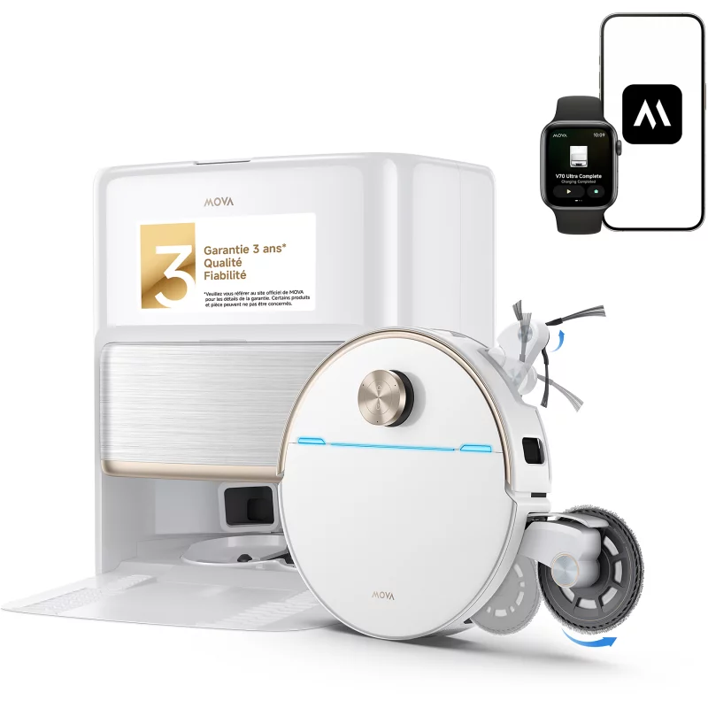 Image : MOVA V70 Ultra Complete Blanc - Robot Aspirateur Laveur