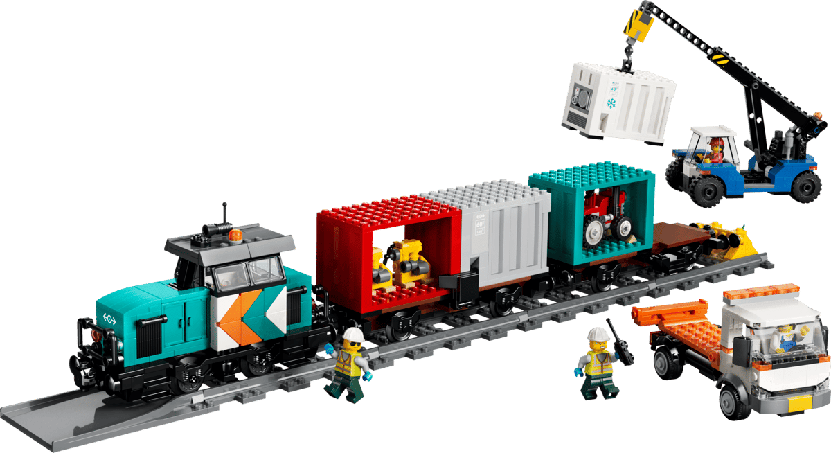 Image : LEGO 60509 Le train de marchandises du port avec grue et camion - City