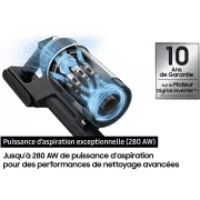 Image : SAMSUNG VS70H28HTK Jet 95S Pet Extra - Aspirateur balai