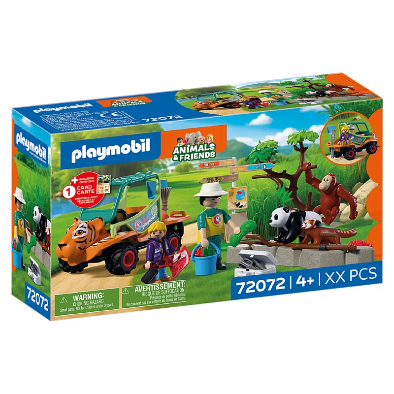 Image : Playmobil 72072 Zoo : Gardien de zoo et véhicule - Animals and Friends