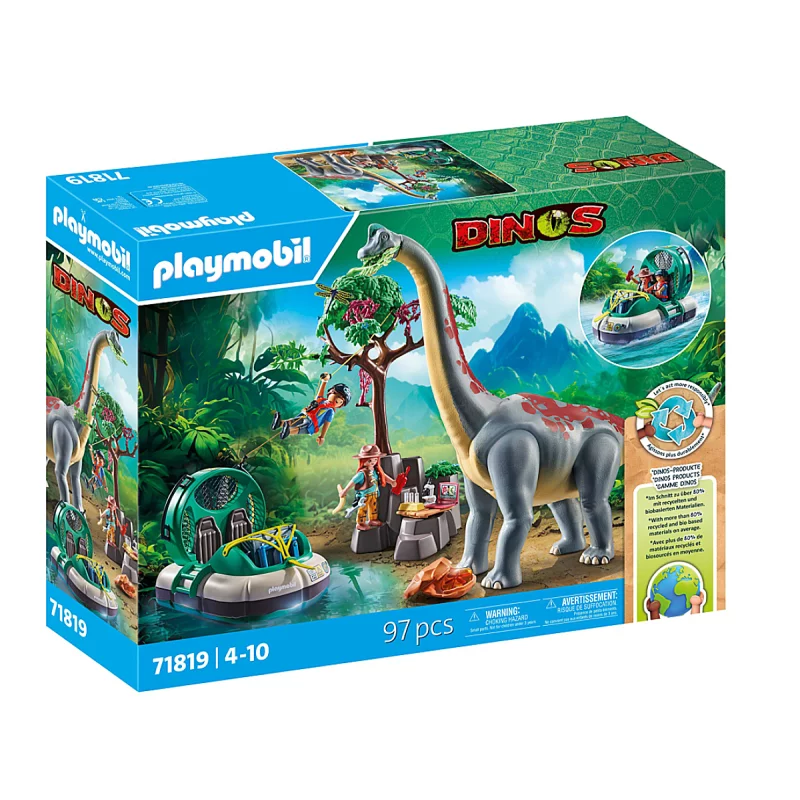 Image : Playmobil 71819 Brachiosaure  explorateurs  aéroglisseur - Dinos