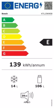 Image : BOSCH KTL15NWEB - Série 2 réfrigérateur top