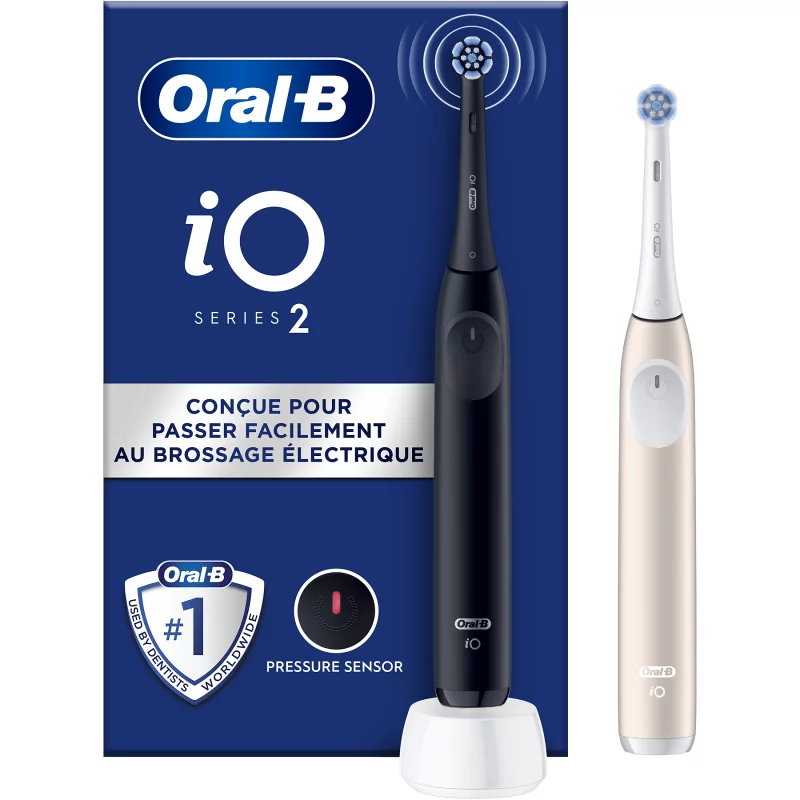 Image : ORAL-B iO2 Series DUO Night Black / Calm Pink - Brosse à dents électrique