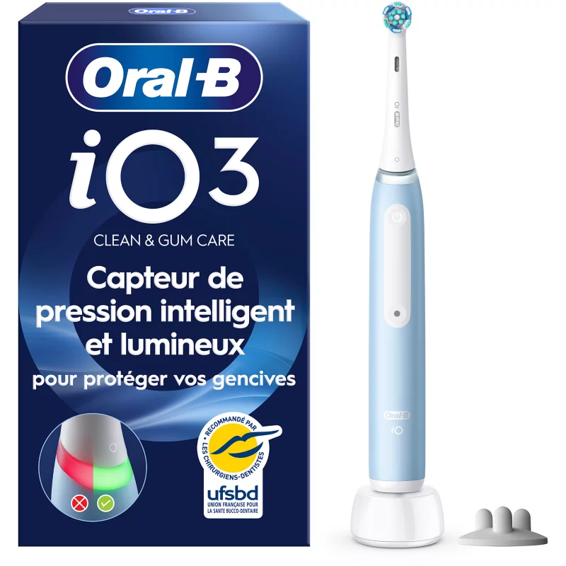 Image : ORAL-B iO3S Bleue - Brosse à dents électrique