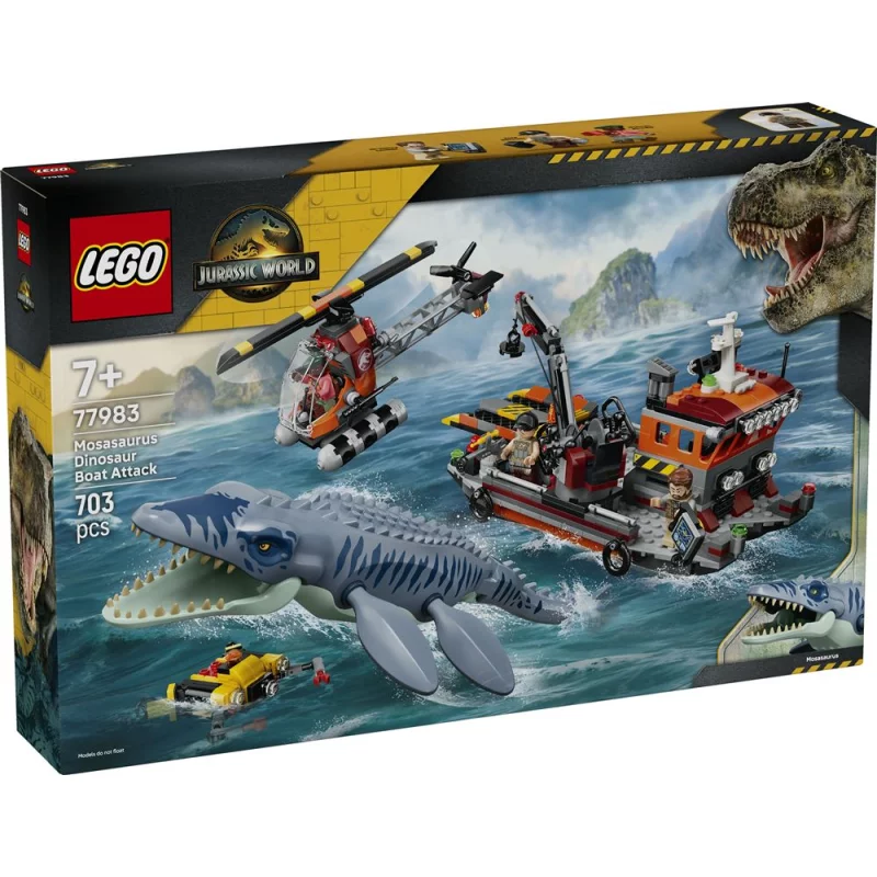 Image : LEGO 77983 L'attaque du bateau par le mosasaure - Jurassic World