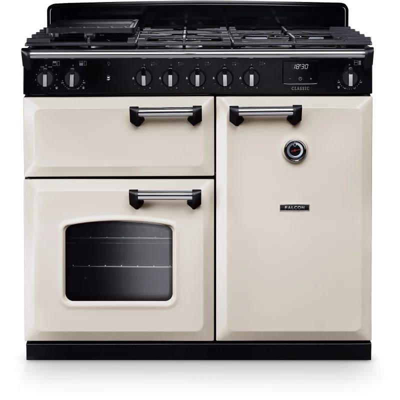 Image : FALCON NGC TAB GAZ 100 CM CREME PASTEL CHROME - Piano de cuisson gaz