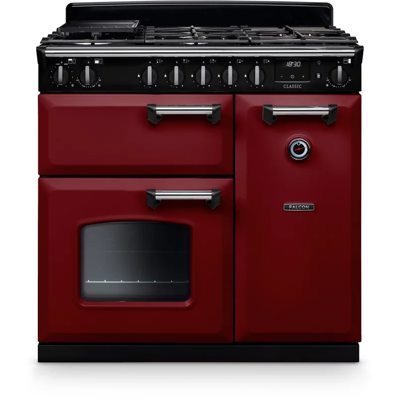 Image : FALCON NGC TAB GAZ 90 CM BORDEAUX CHROME - Piano de cuisson gaz