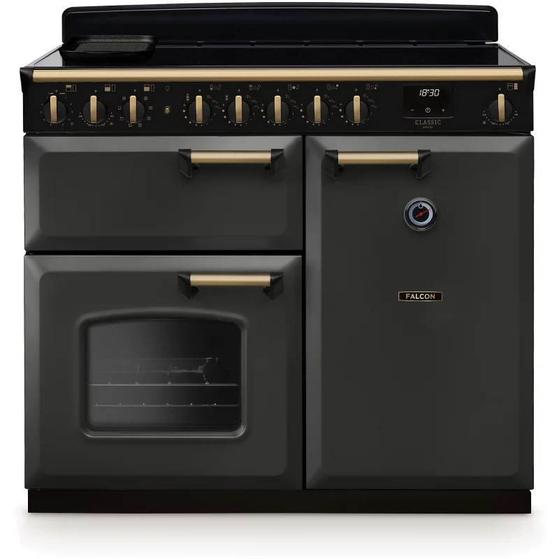 Image : FALCON NGC TAB IND 100 CM ARDOISE LAITON ANTIQUE - Piano de cuisson induction