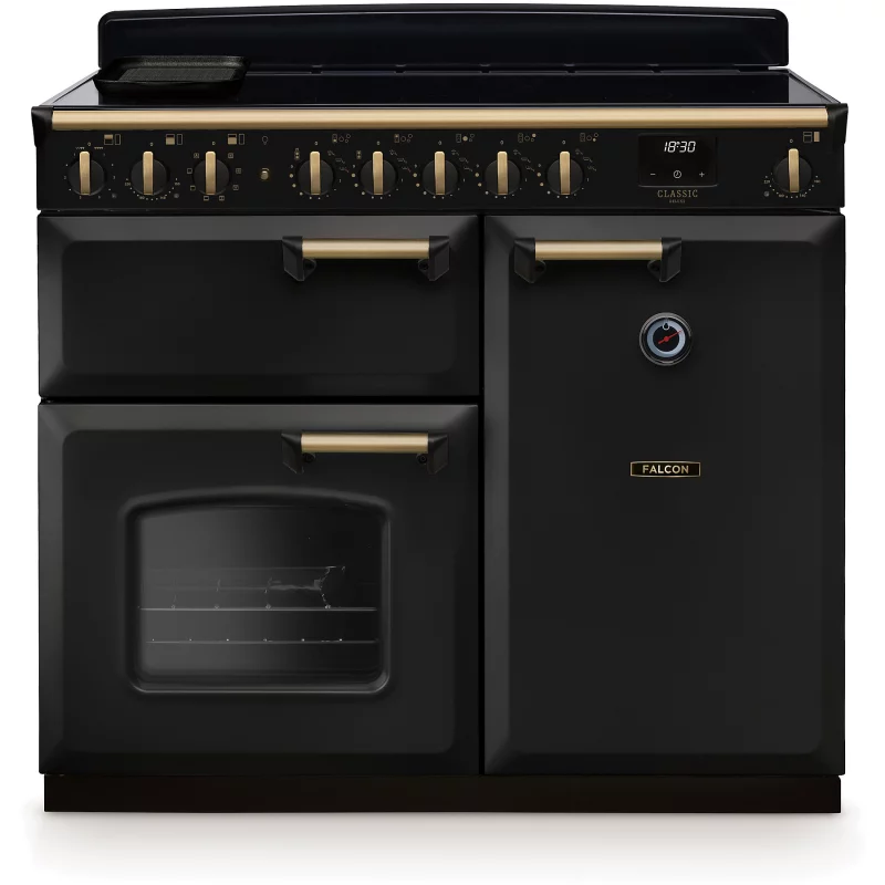 Image : FALCON NGC TAB IND 100 CM CHARBON LAITON ANTIQUE - Piano de cuisson induction