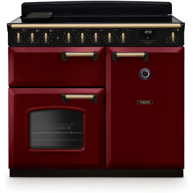 Image : FALCON NGC TAB IND 100 CM BORDEAUX LAITON ANTIQUE - Piano de cuisson induction