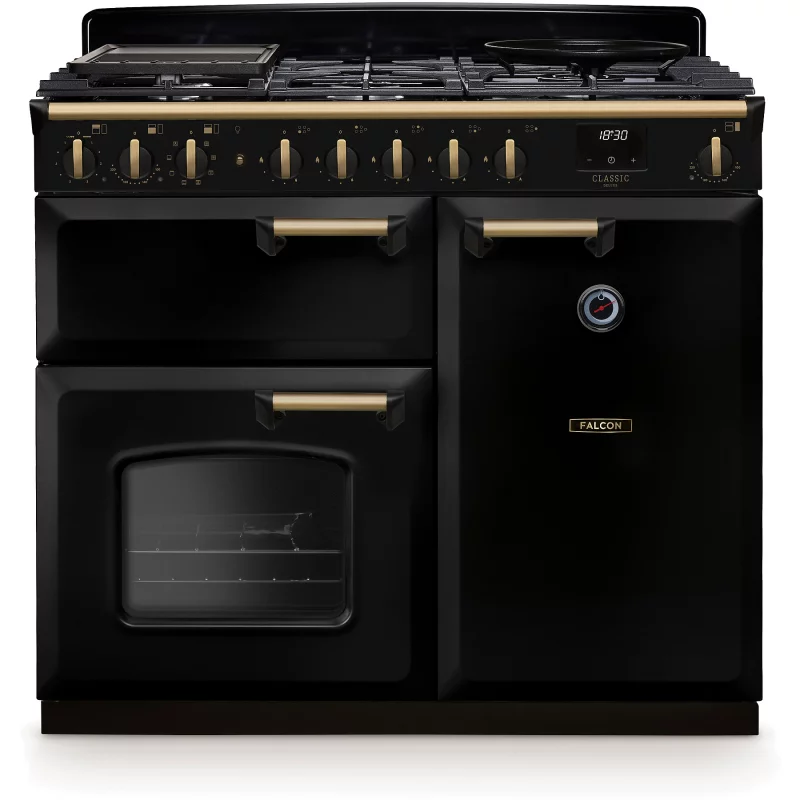 Image : FALCON NGC TAB GAZ 100 CM NOIR LAITON ANTIQUE - Piano de cuisson gaz