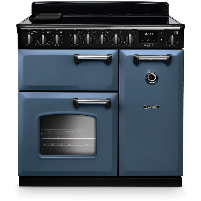Image : FALCON NGC TAB IND 90 CM ROCHE BLEUE CHROME - Piano de cuisson induction