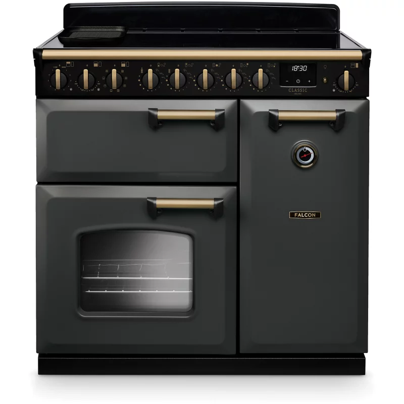 Image : FALCON NGC TAB IND 90 CM ARDOISE LAITON ANTIQUE - Piano de cuisson induction