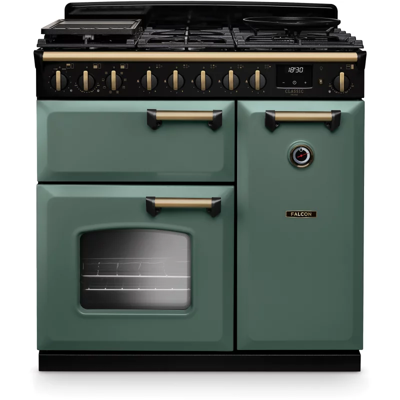 Image : FALCON NGC TAB GAZ 90 CM VERT MINERAL LAITON - Piano de cuisson gaz